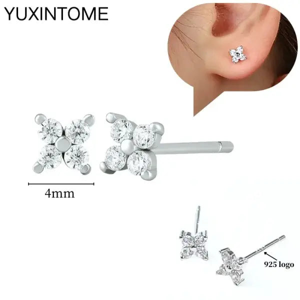 Sterling Silver Hoop Earrings for Women (White Zircon) – Wedding Fashion - LN0029-2