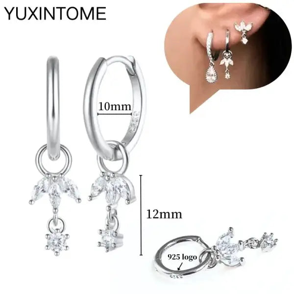 Sterling Silver Hoop Earrings for Women (White Zircon) – Wedding Fashion - LN0125-2