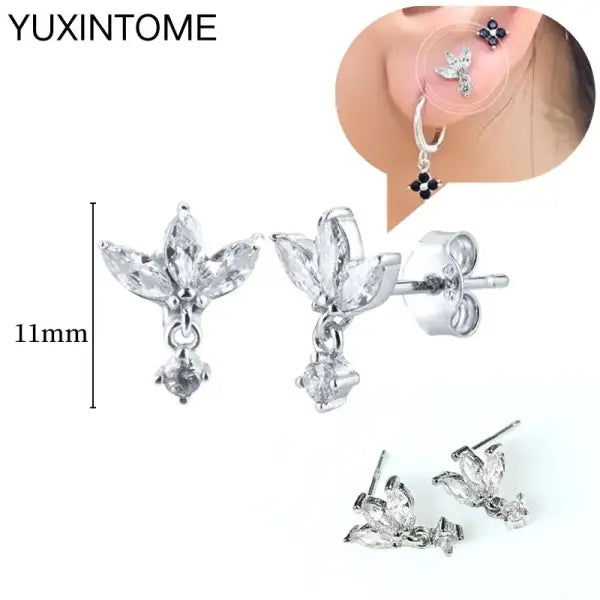 Sterling Silver Hoop Earrings for Women (White Zircon) – Wedding Fashion - LN0174-2