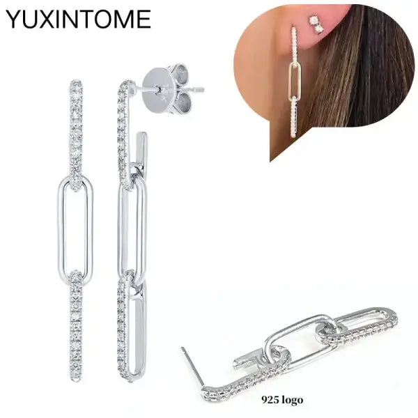 Sterling Silver Hoop Earrings for Women (White Zircon) – Wedding Fashion - LN0890-2