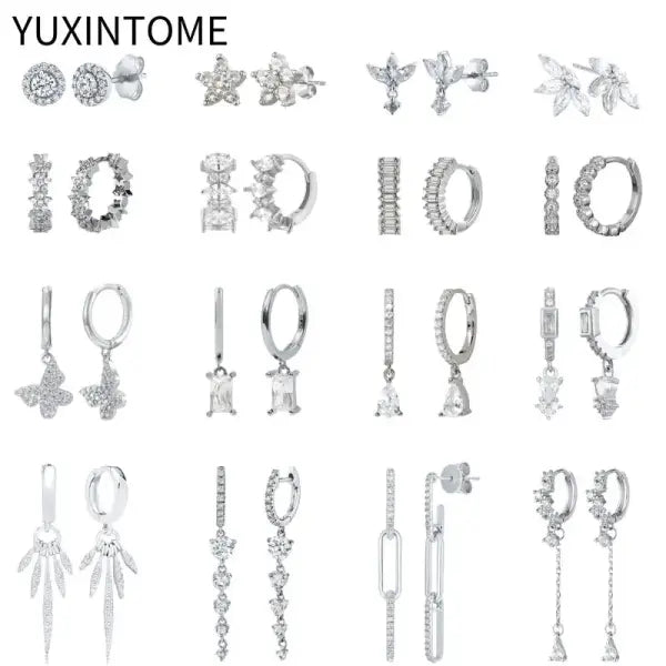 Sterling Silver Hoop Earrings for Women (White Zircon) – Wedding Fashion