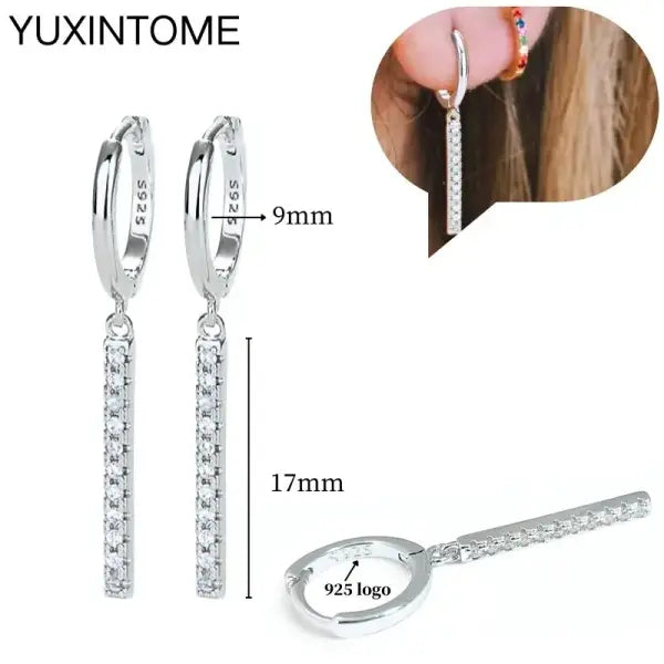 Sterling Silver Hoop Earrings for Women (White Zircon) – Wedding Fashion - LN0180-2