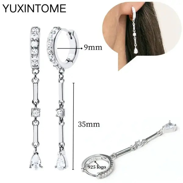 Sterling Silver Hoop Earrings for Women (White Zircon) – Wedding Fashion - LN1219-2