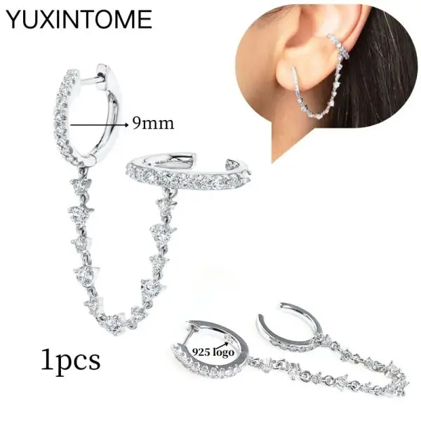 Sterling Silver Hoop Earrings for Women (White Zircon) – Wedding Fashion - 1PC LN0366-2