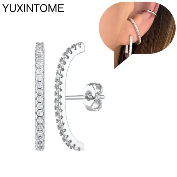 Sterling Silver Hoop Earrings for Women (White Zircon) – Wedding Fashion - LN0883-2