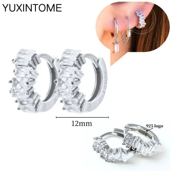 Sterling Silver Hoop Earrings for Women (White Zircon) – Wedding Fashion - LN0129-2
