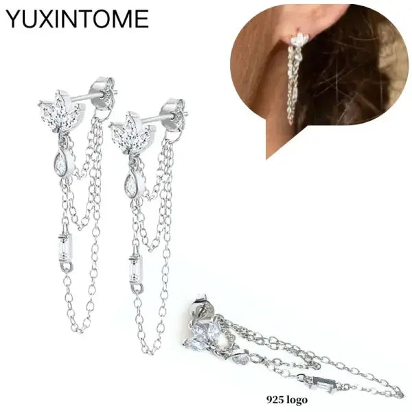 Sterling Silver Hoop Earrings for Women (White Zircon) – Wedding Fashion - LN1217-2