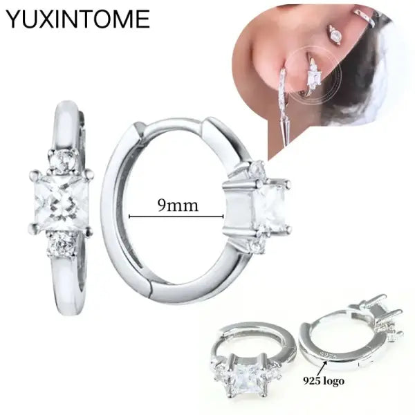 Sterling Silver Hoop Earrings for Women (White Zircon) – Wedding Fashion - LN0138-2