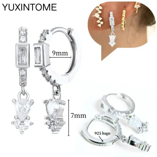 Sterling Silver Hoop Earrings for Women (White Zircon) – Wedding Fashion - LN0517-2
