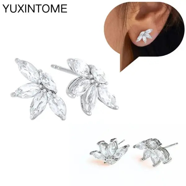 Sterling Silver Hoop Earrings for Women (White Zircon) – Wedding Fashion - LN0428-7