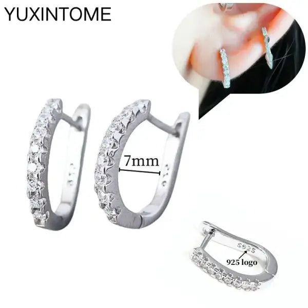 Sterling Silver Hoop Earrings for Women (White Zircon) – Wedding Fashion - LN0772-2