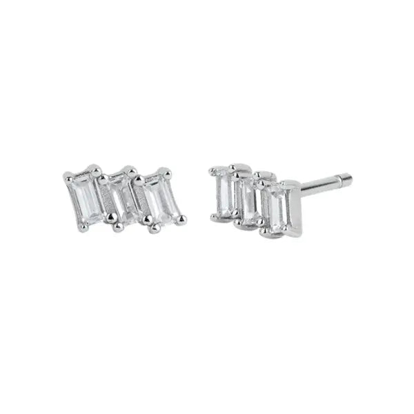Sterling Silver Hoop Earrings for Women (White Zircon) – Wedding Fashion - LN0028-2