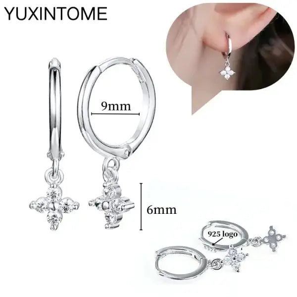 Sterling Silver Hoop Earrings for Women (White Zircon) – Wedding Fashion - LN0003-2