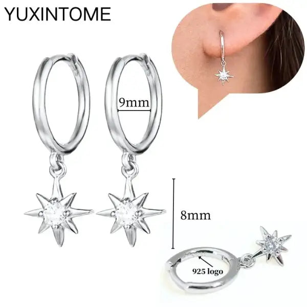 Sterling Silver Hoop Earrings for Women (White Zircon) – Wedding Fashion - LN0016-2