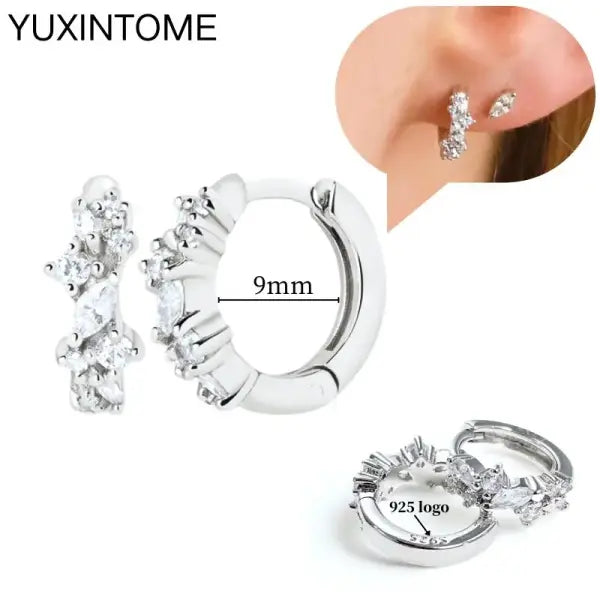 Sterling Silver Hoop Earrings for Women (White Zircon) – Wedding Fashion - LN1042-2