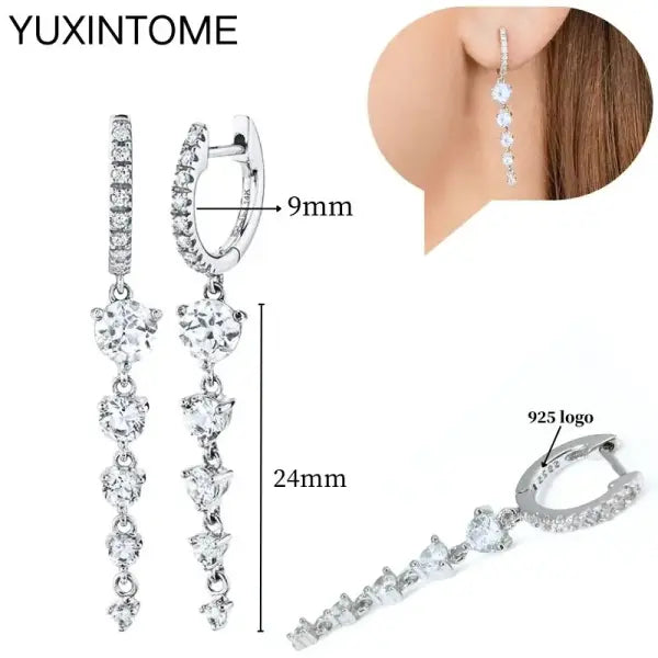Sterling Silver Hoop Earrings for Women (White Zircon) – Wedding Fashion - LN0394-2
