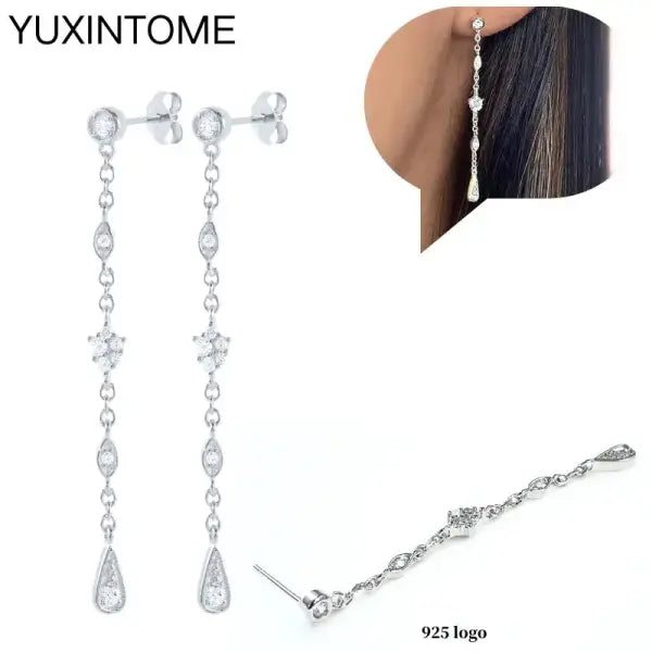 Sterling Silver Hoop Earrings for Women (White Zircon) – Wedding Fashion - LN0080-2