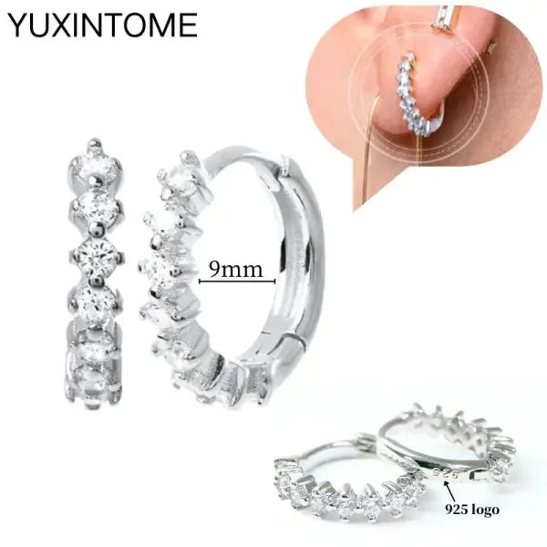 Sterling Silver Hoop Earrings for Women (White Zircon) – Wedding Fashion - LN0173-6