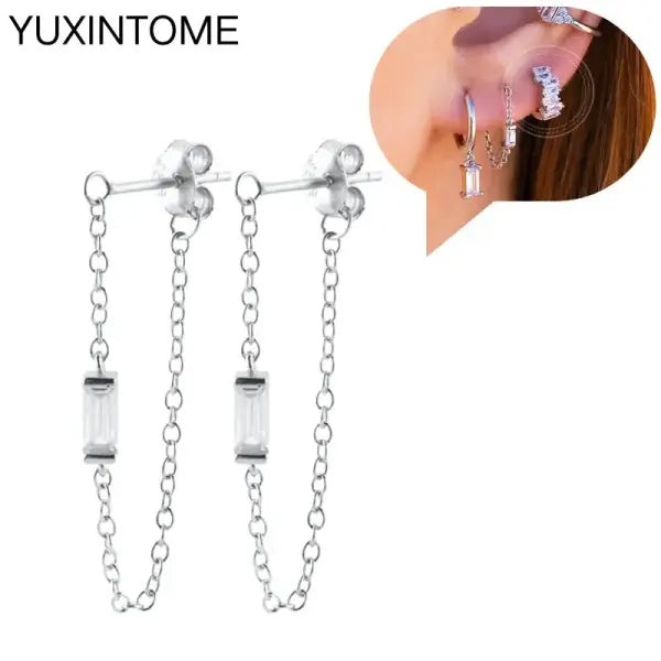 Sterling Silver Hoop Earrings for Women (White Zircon) – Wedding Fashion - LN0545-2