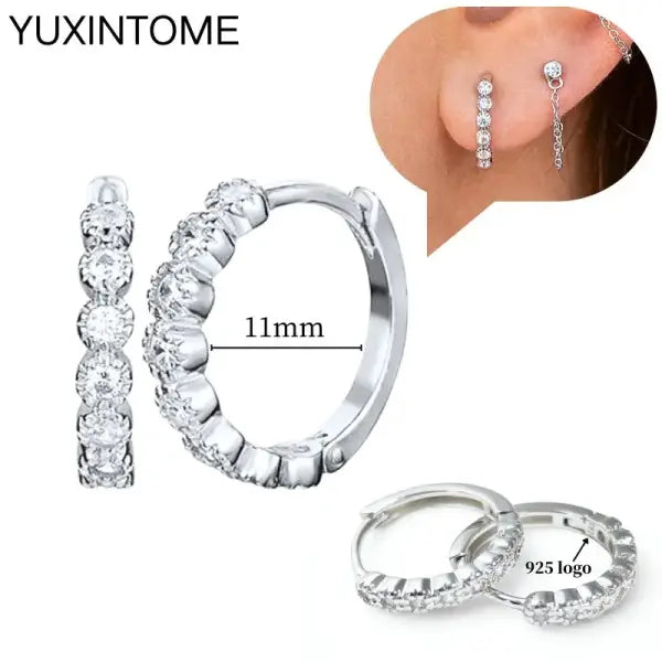 Sterling Silver Hoop Earrings for Women (White Zircon) – Wedding Fashion - LN0066-2