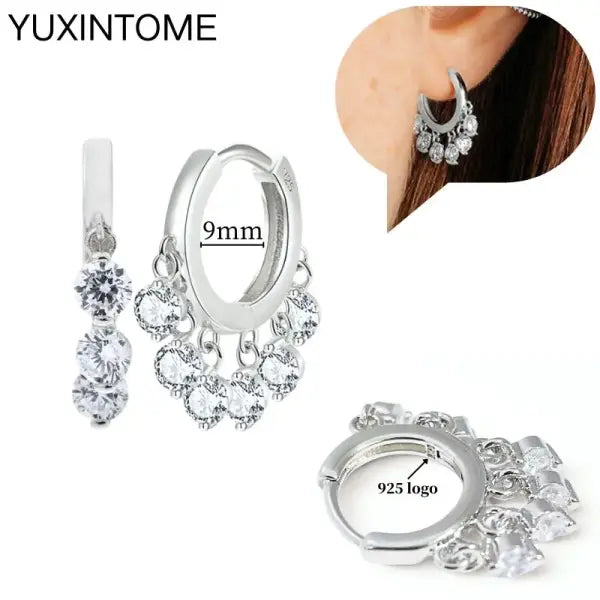 Sterling Silver Hoop Earrings for Women (White Zircon) – Wedding Fashion - LN0051-2