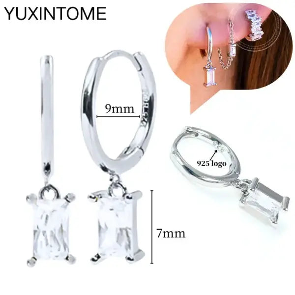Sterling Silver Hoop Earrings for Women (White Zircon) – Wedding Fashion - LN0038-2-1