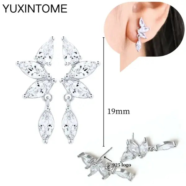 Sterling Silver Hoop Earrings for Women (White Zircon) – Wedding Fashion - LN0882-2