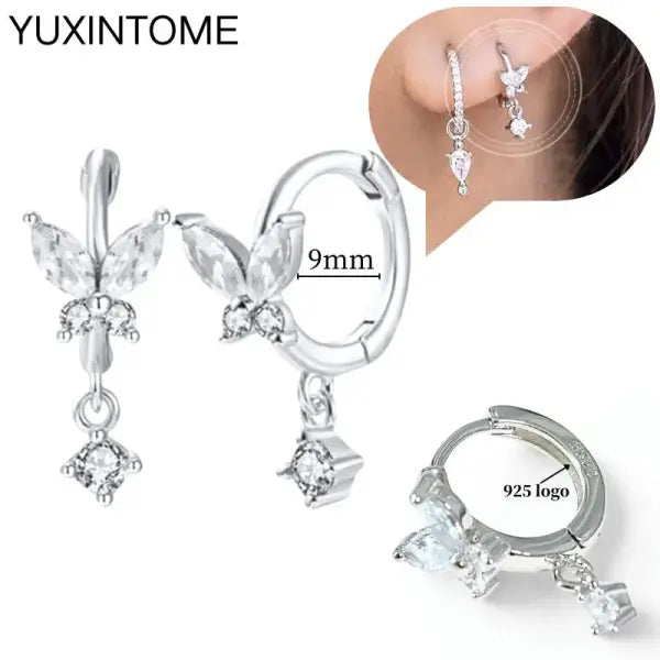 Sterling Silver Hoop Earrings for Women (White Zircon) – Wedding Fashion - LN0228-2