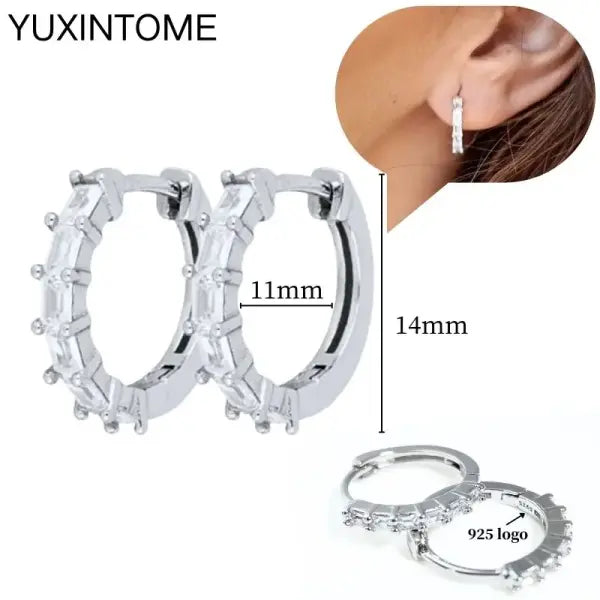 Sterling Silver Hoop Earrings for Women (White Zircon) – Wedding Fashion - LN0123-8