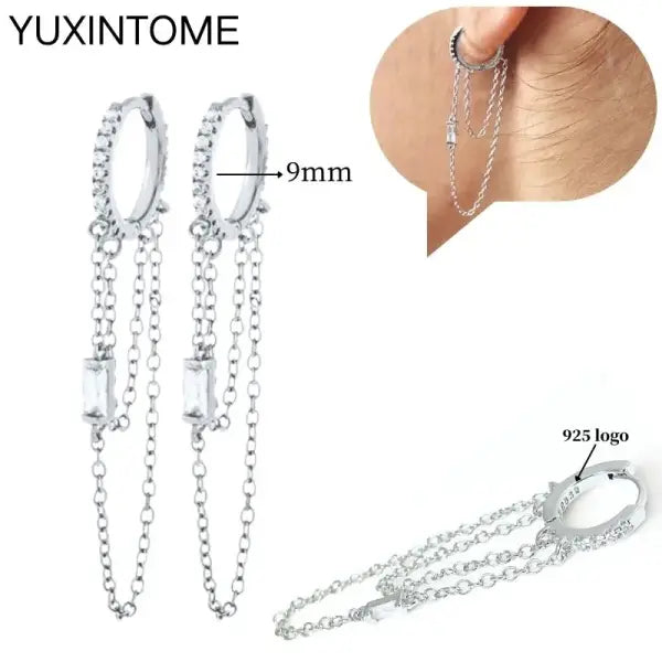 Sterling Silver Hoop Earrings for Women (White Zircon) – Wedding Fashion - LN0126-2
