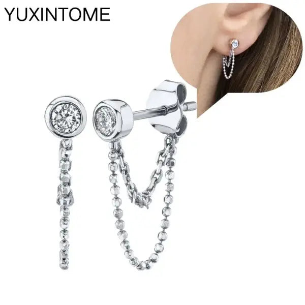 Sterling Silver Hoop Earrings for Women (White Zircon) – Wedding Fashion - LN0621-2