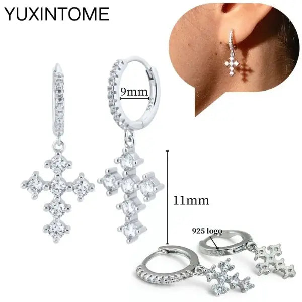 Sterling Silver Hoop Earrings for Women (White Zircon) – Wedding Fashion - LN0135-4