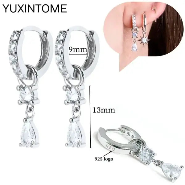 Sterling Silver Hoop Earrings for Women (White Zircon) – Wedding Fashion - LN0414-2