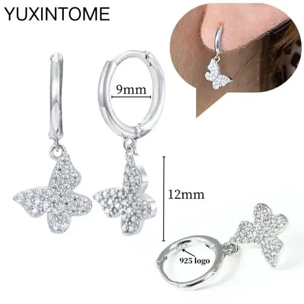 Sterling Silver Hoop Earrings for Women (White Zircon) – Wedding Fashion - LN0106-3