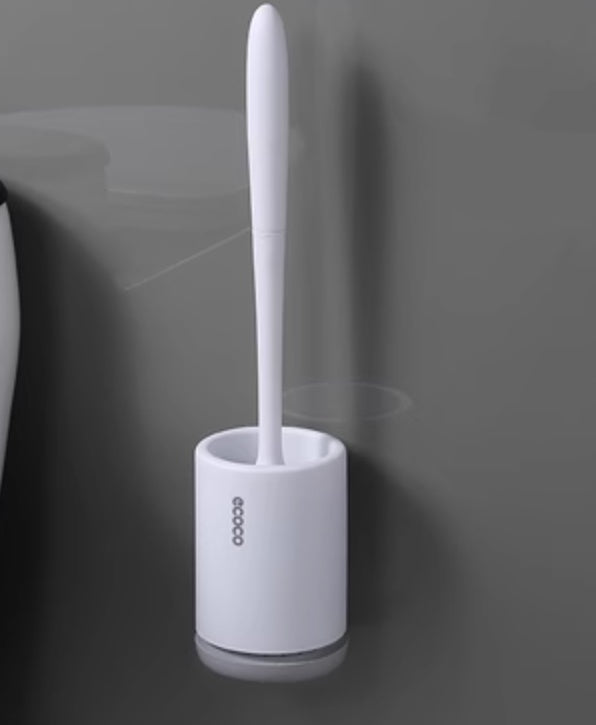 Non-stick Hair Soft Plastic Brush Head Toilet - Grey Wall mounted