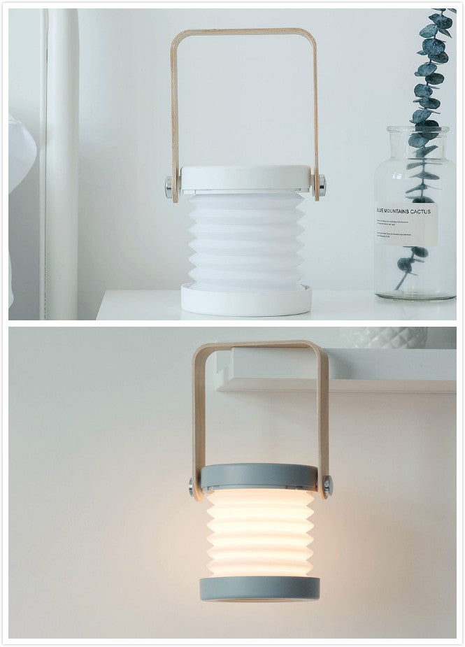 Foldable Touch Dimmable Reading LED Night Light Portable Lantern Lamp USB Rechargeable For Home Decor - Grey white