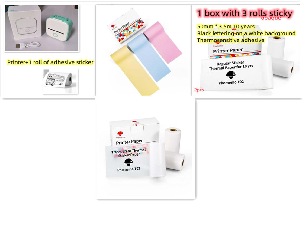 Phomemo T02 Portable Bluetooth Thermal Label Printer - Set9 / USB