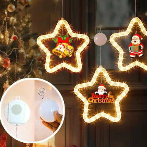 Christmas LED Star Pendant Lights for Holiday Window Decoration