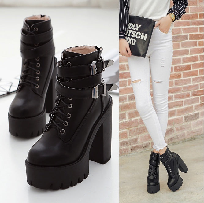 Platform Women Ankle Boots with mso-number-format general Style