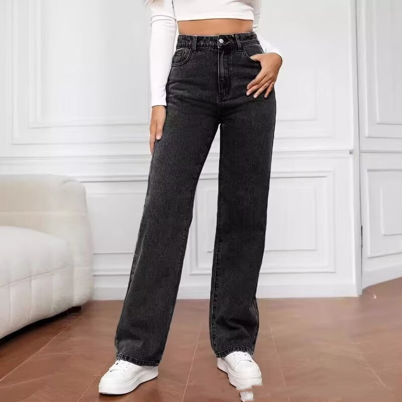 Sweet And Spicy Style High Waist Straight Jeans Women’s Clothing - Gray / 2XL