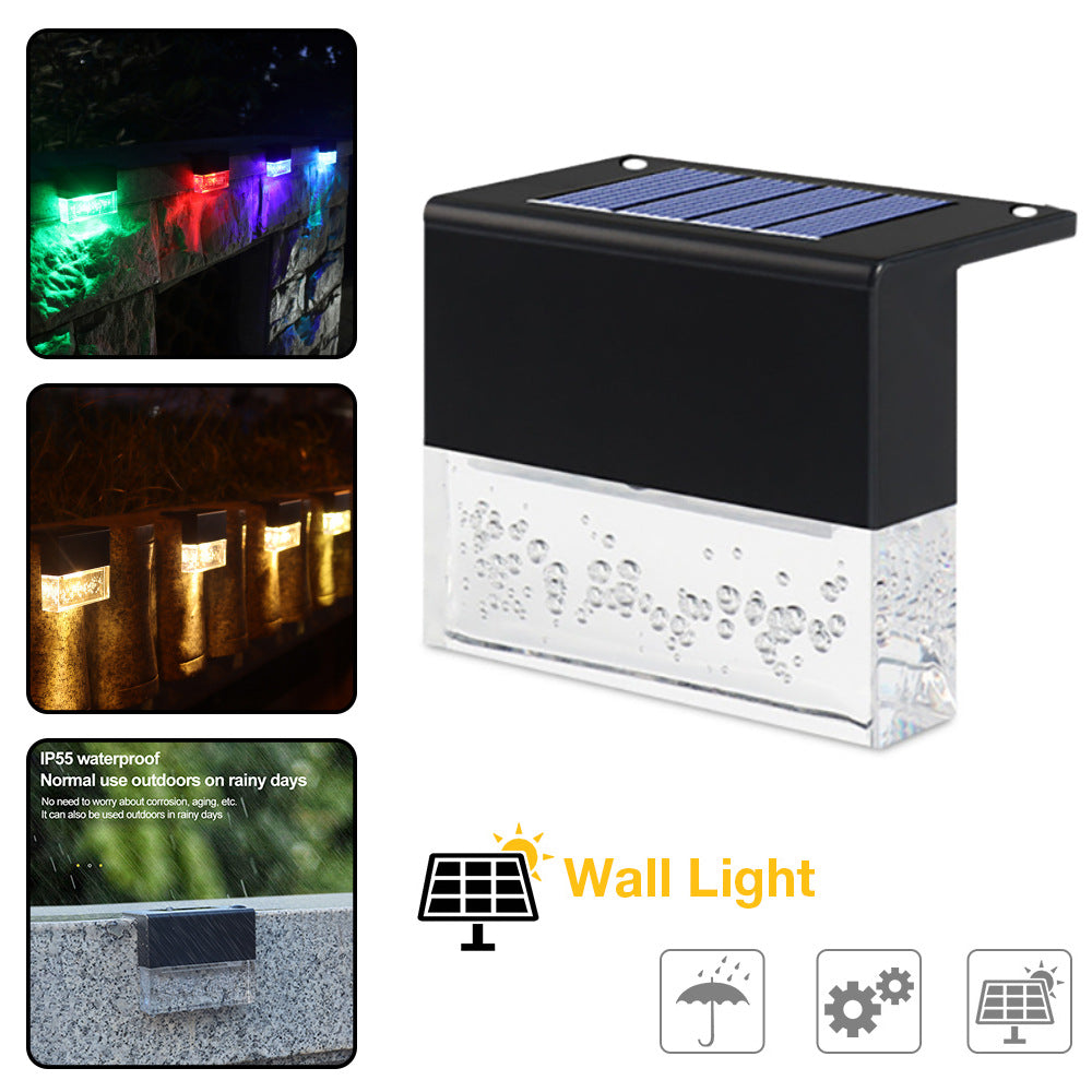 Waterproof New RGB LED Solar Light Step Fence Light - Black