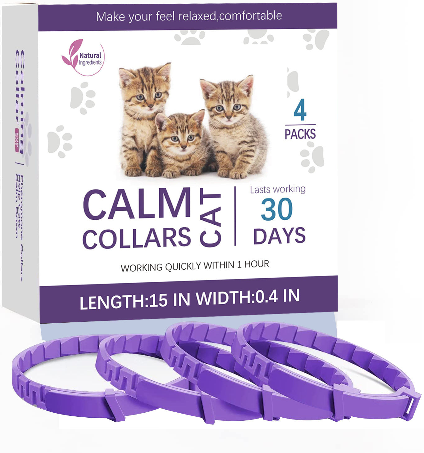 Pet Soothing Calming Collar Cat - 4packs of cats - Pet Medical Collars