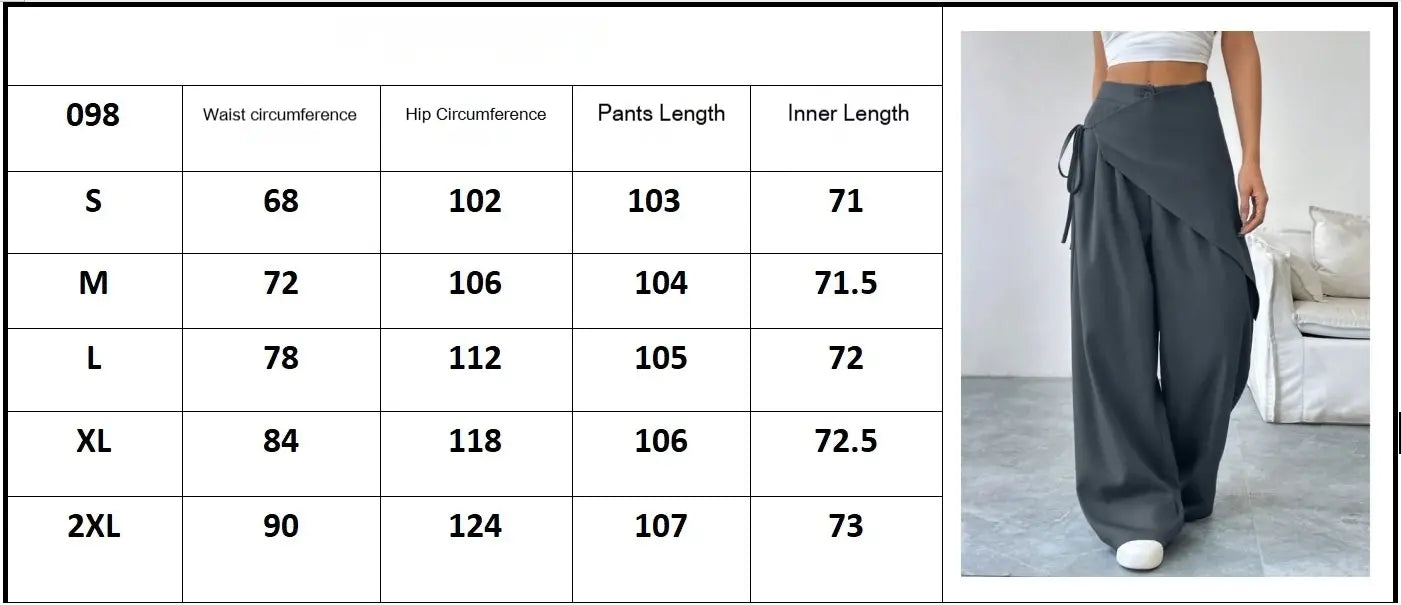 Irregular Design Wide Leg Pants Plus Size Fashion Casual Straight Trousers