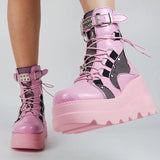 Pink Wedge Boots in Faux Polyurethane Material - Pink / 41