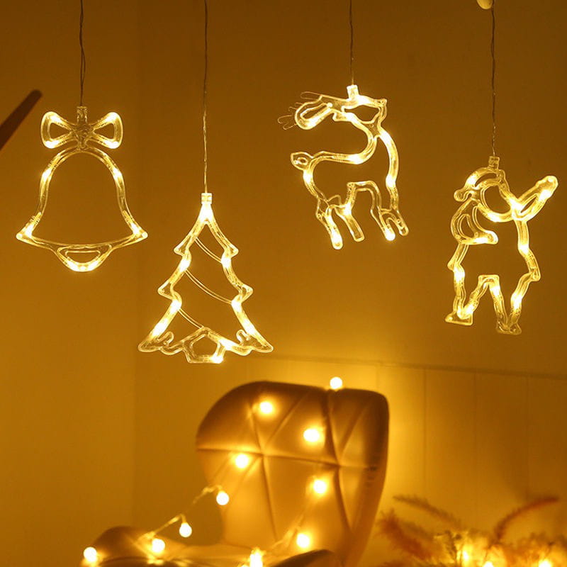 Christmas LED Suction Cup Chandelier featuring Santa Elk and Snowman Lights