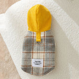 Chessboard Grid Hooded Traction Vest Autumn And Winter Pet - Hair Remover