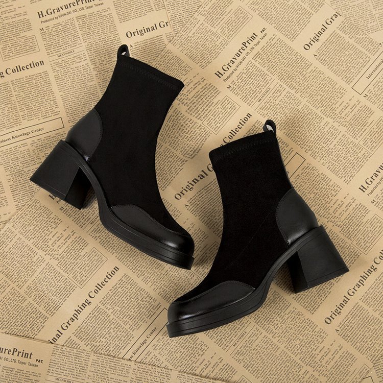 Women's Thick Bottom Chunky Heel Martin Boots with Platform