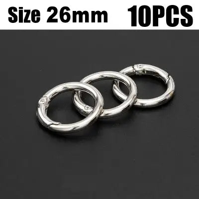 10pcs Metal Ring Spring Clasps for DIY Jewelry and Keychain Hooks - silver 26mm