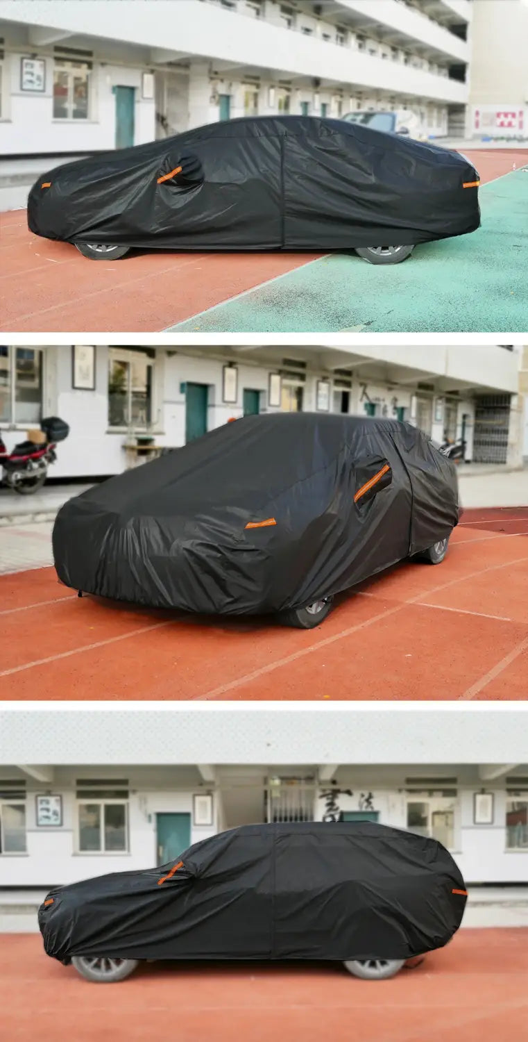 Kayme Black Heavy Duty Cotton Car Cover for All-Weather Protection