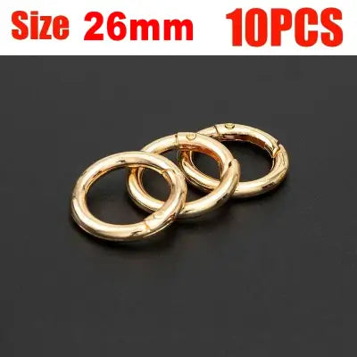 10pcs Metal Ring Spring Clasps for DIY Jewelry and Keychain Hooks - gold 26mm